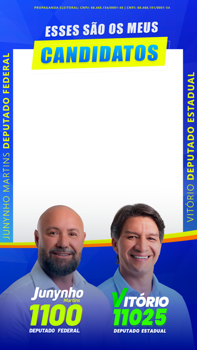 Prévia da moldura Esses são os meus candidatos, no formato vertical de Stories.