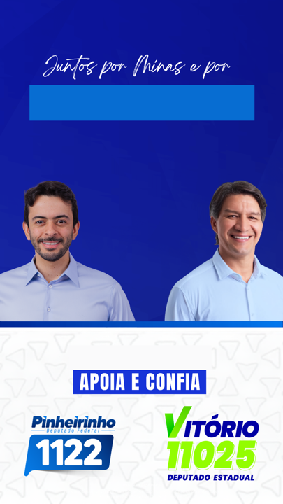 Prévia da moldura Pinheirinho e Vitório por Minas, no formato vertical de Stories.